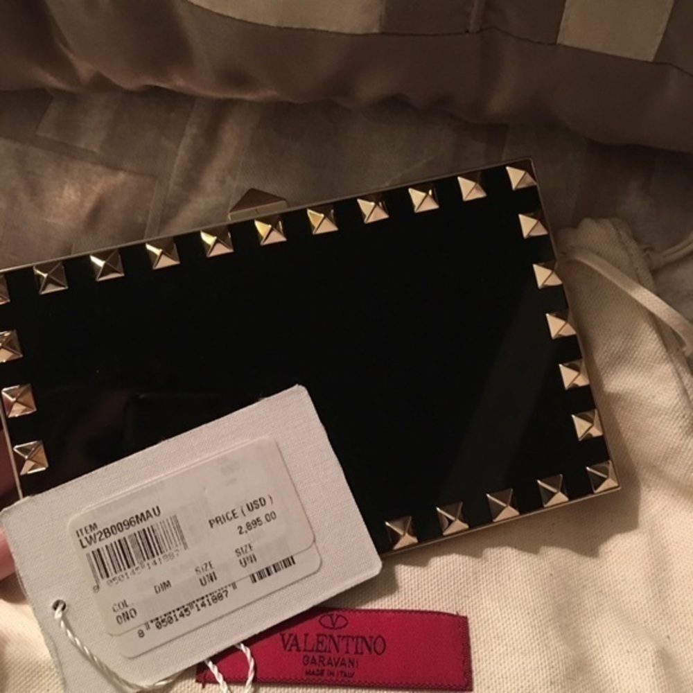 Valentino Rock Stud Metallic Crossbody Clutch NWT - Picture 4 of 4